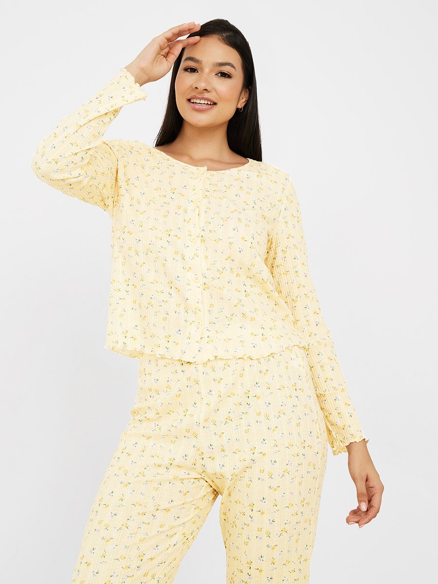 Ditsy Floral Print Shirt and Pyjama Set