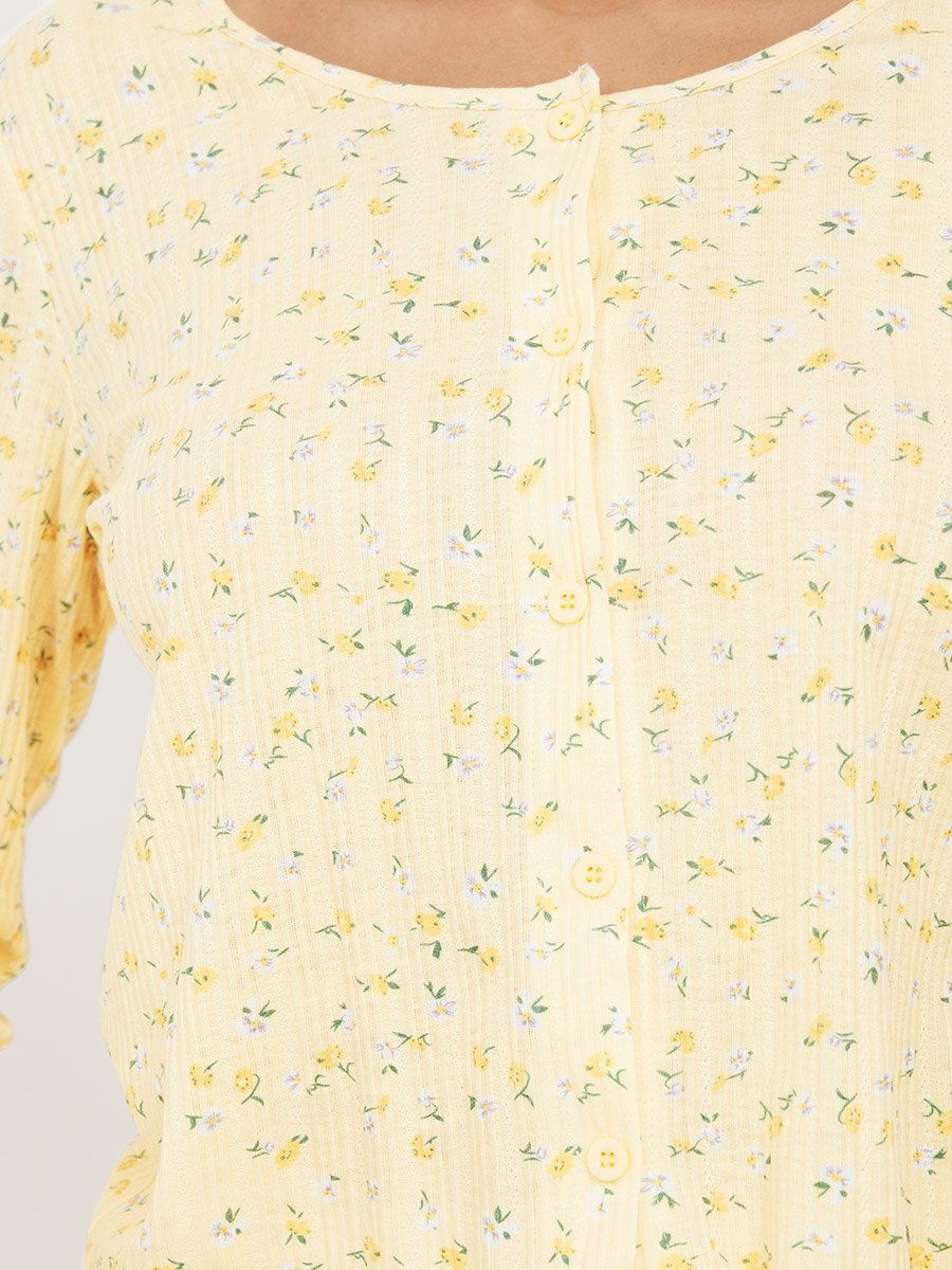 Ditsy Floral Print Shirt and Pyjama Set