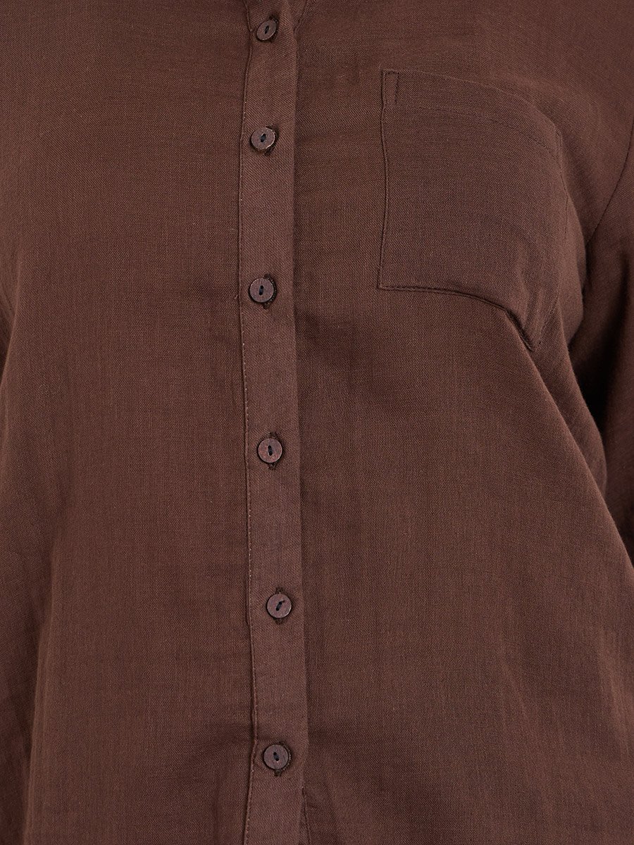 Women Cotton Oversized Shirt with Roll-Up Sleeves