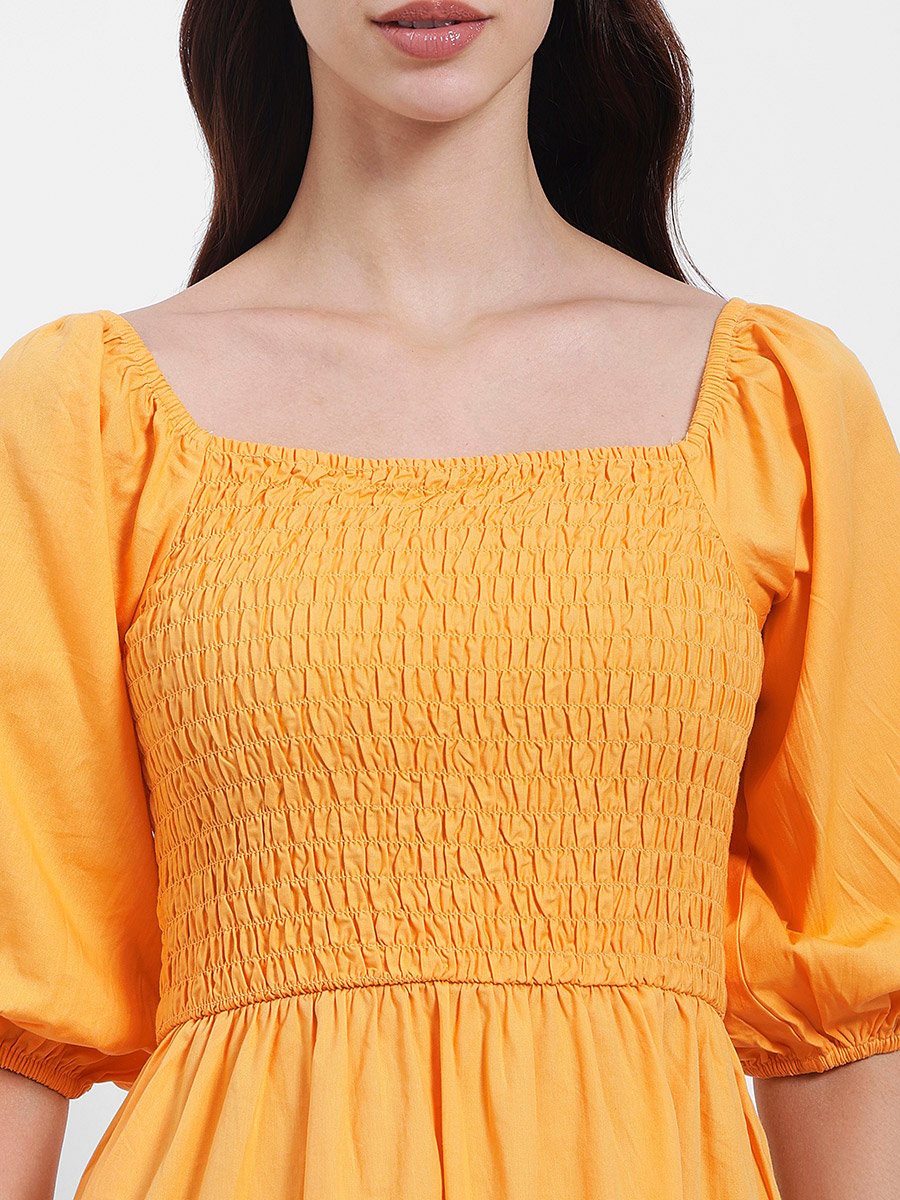 Square Neck Tiered Midi Dress
