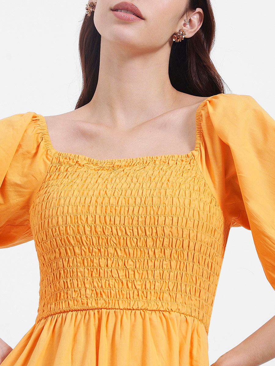 Square Neck Tiered Midi Dress