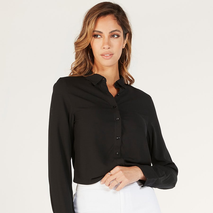 Solid Button Up Longline Shirt
