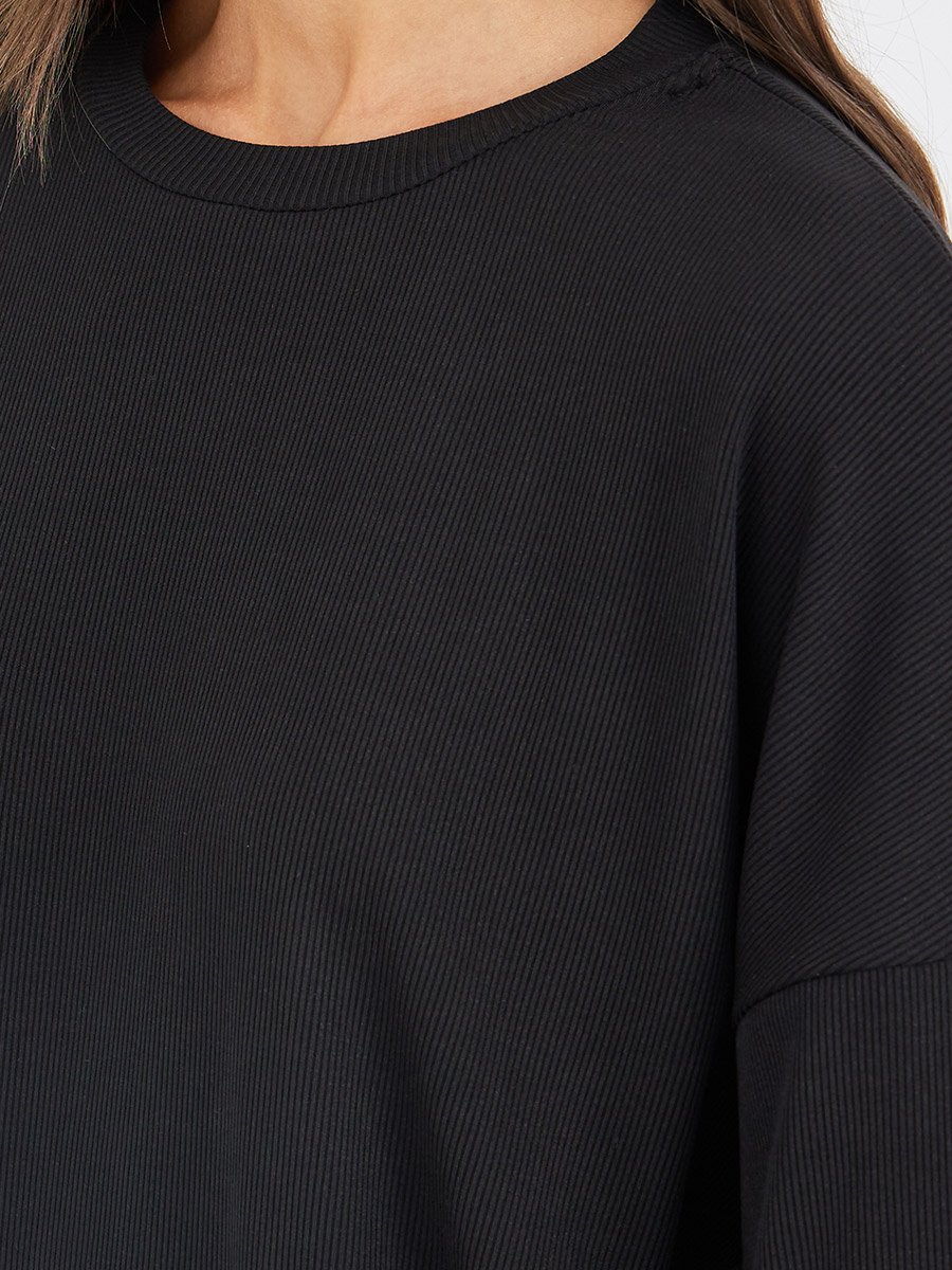 Ribbed Oversized T-Shirt and Flared Trouser Co-Ords Set
