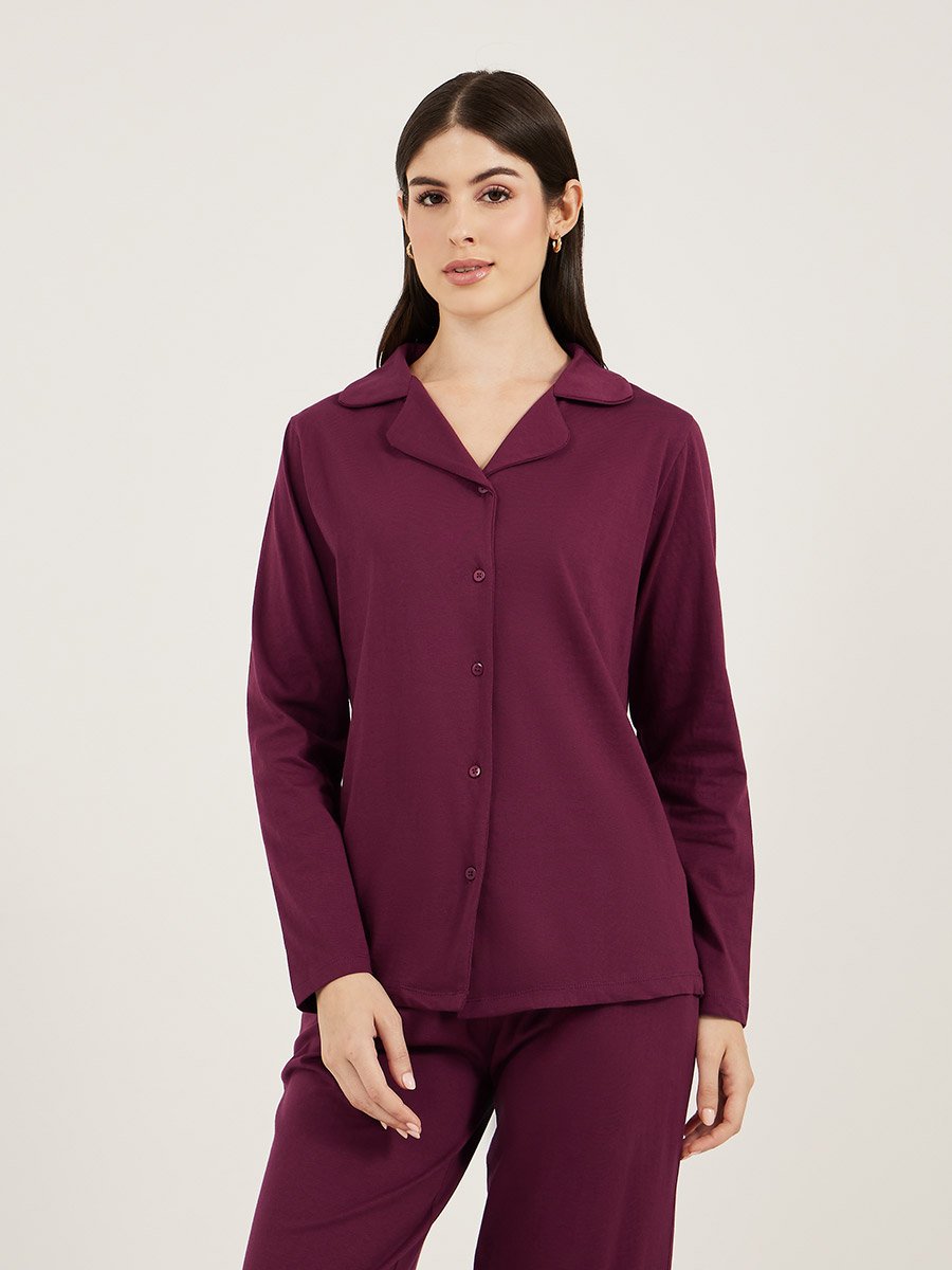 Cotton Jersey Long Sleeves Shirt and Pyjama Set