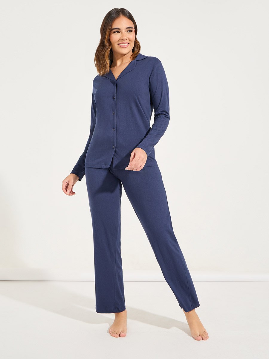 Cotton Jersey Long Sleeves Shirt and Pyjama Set