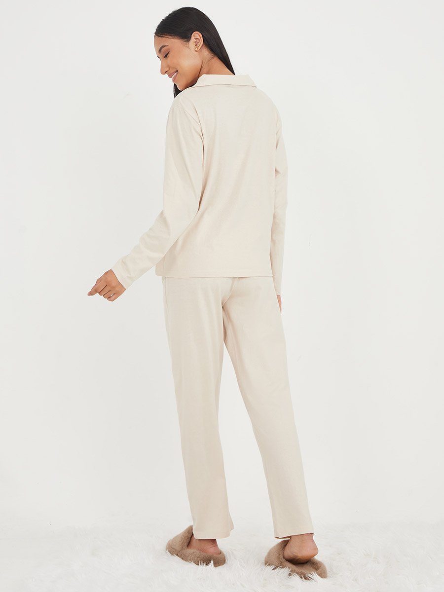 Cotton Jersey Long Sleeves Shirt and Pyjama Set