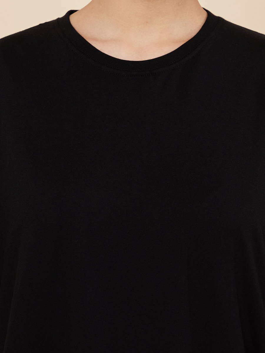 Oversized Round Neck Cotton Longline 100% Cotton T-Shirt