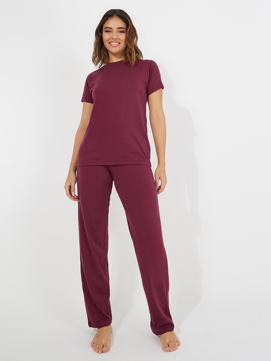 Solid Cotton T-Shirt and Pyjama Set