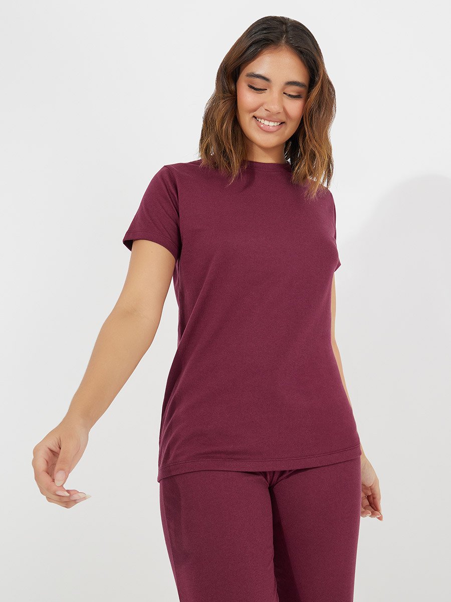 Solid Cotton T-Shirt and Pyjama Set