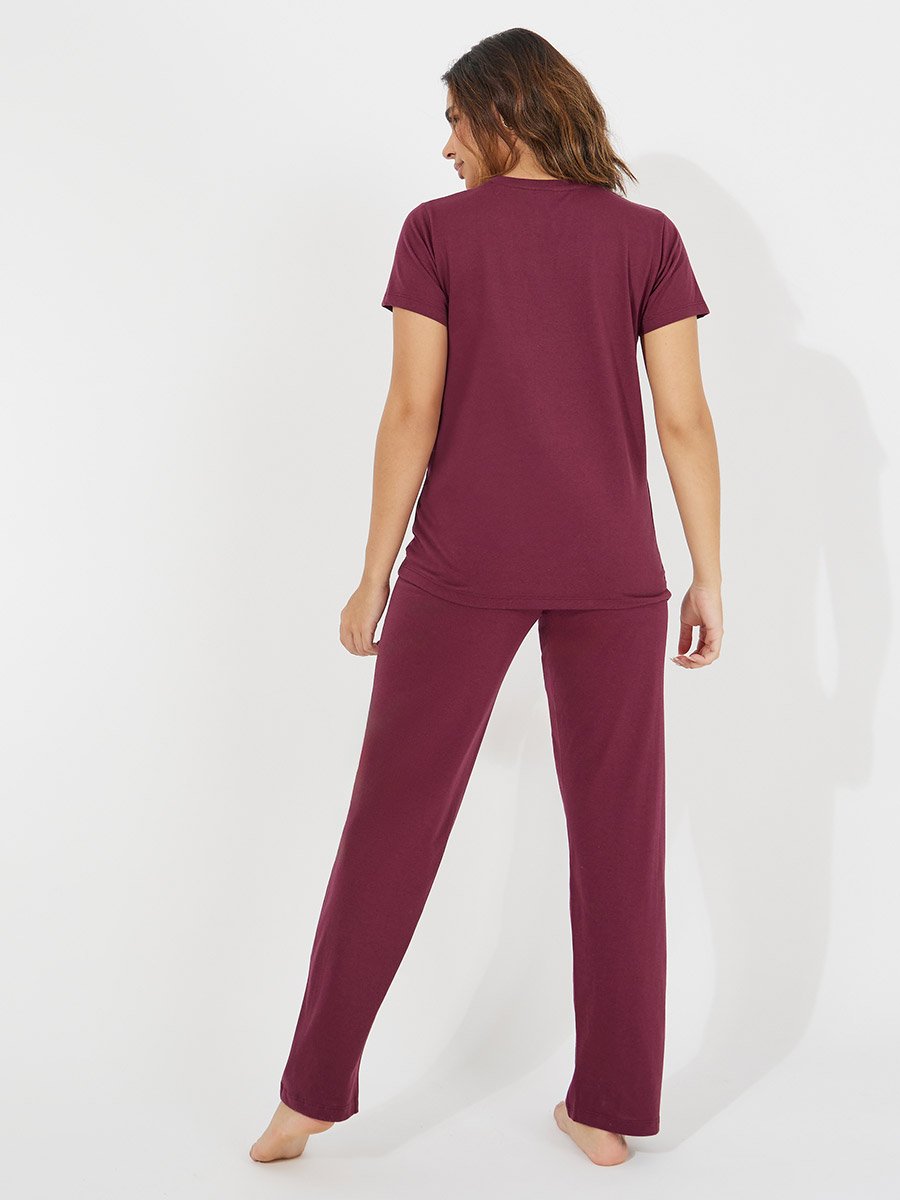 Solid Cotton T-Shirt and Pyjama Set