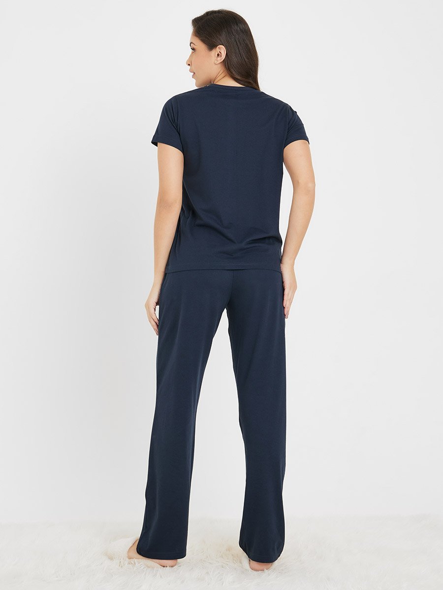 Solid Cotton T-Shirt and Pyjama Set