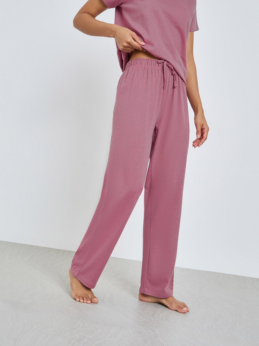 Solid Cotton T-Shirt and Pyjama Set
