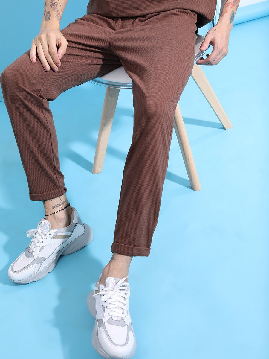 Textured Roll Up Hem Straight Fit Jogger