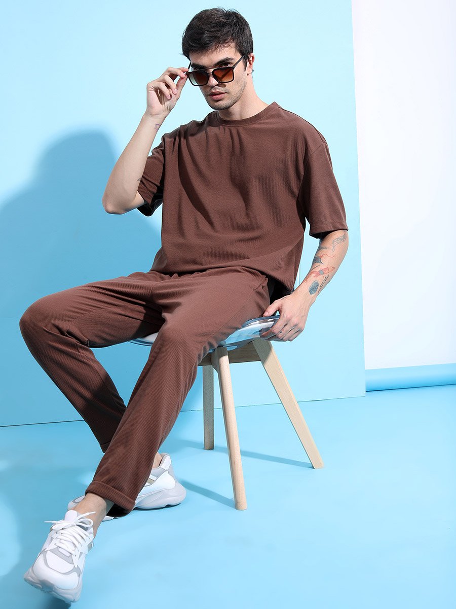 Textured Roll Up Hem Straight Fit Jogger