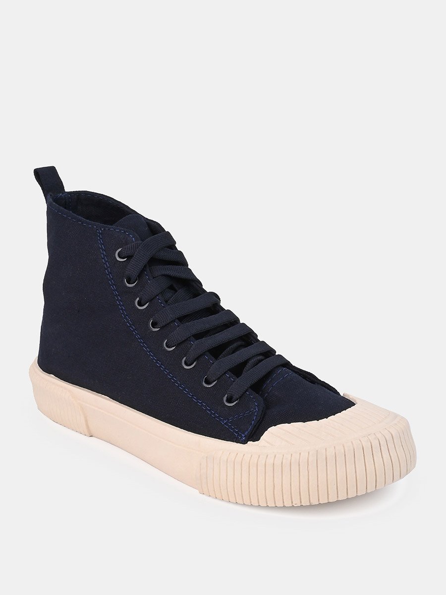 Hi-Top Canvas Lace Up Sneakers