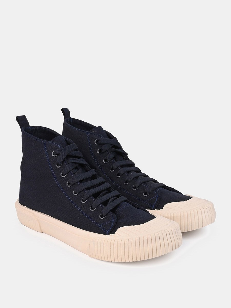 Hi-Top Canvas Lace Up Sneakers