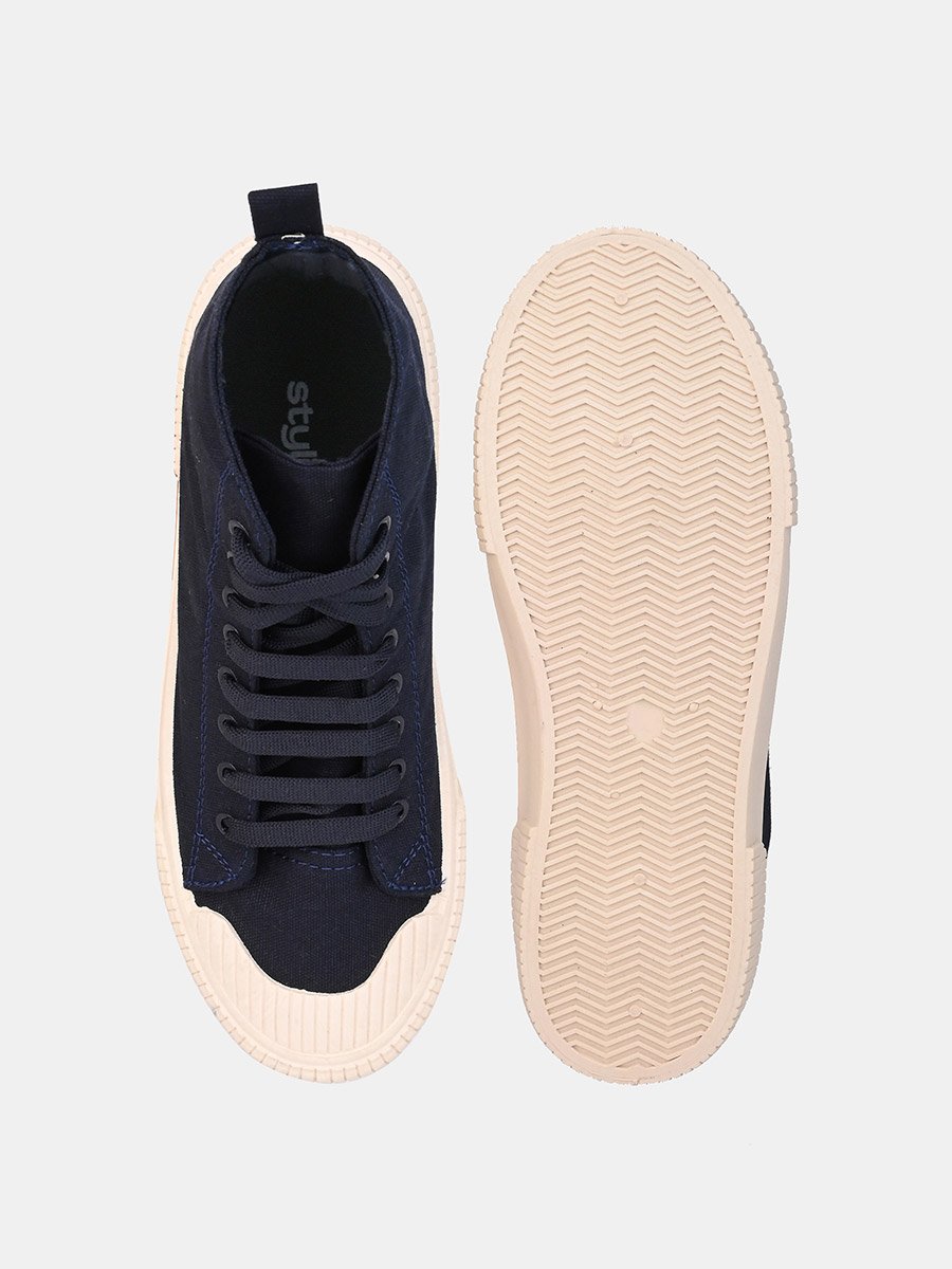 Hi-Top Canvas Lace Up Sneakers