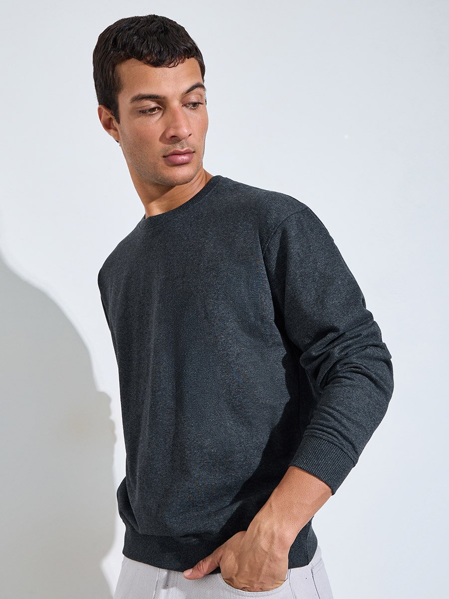 Charcoal Relaxed Fit Terry Sweatshirt