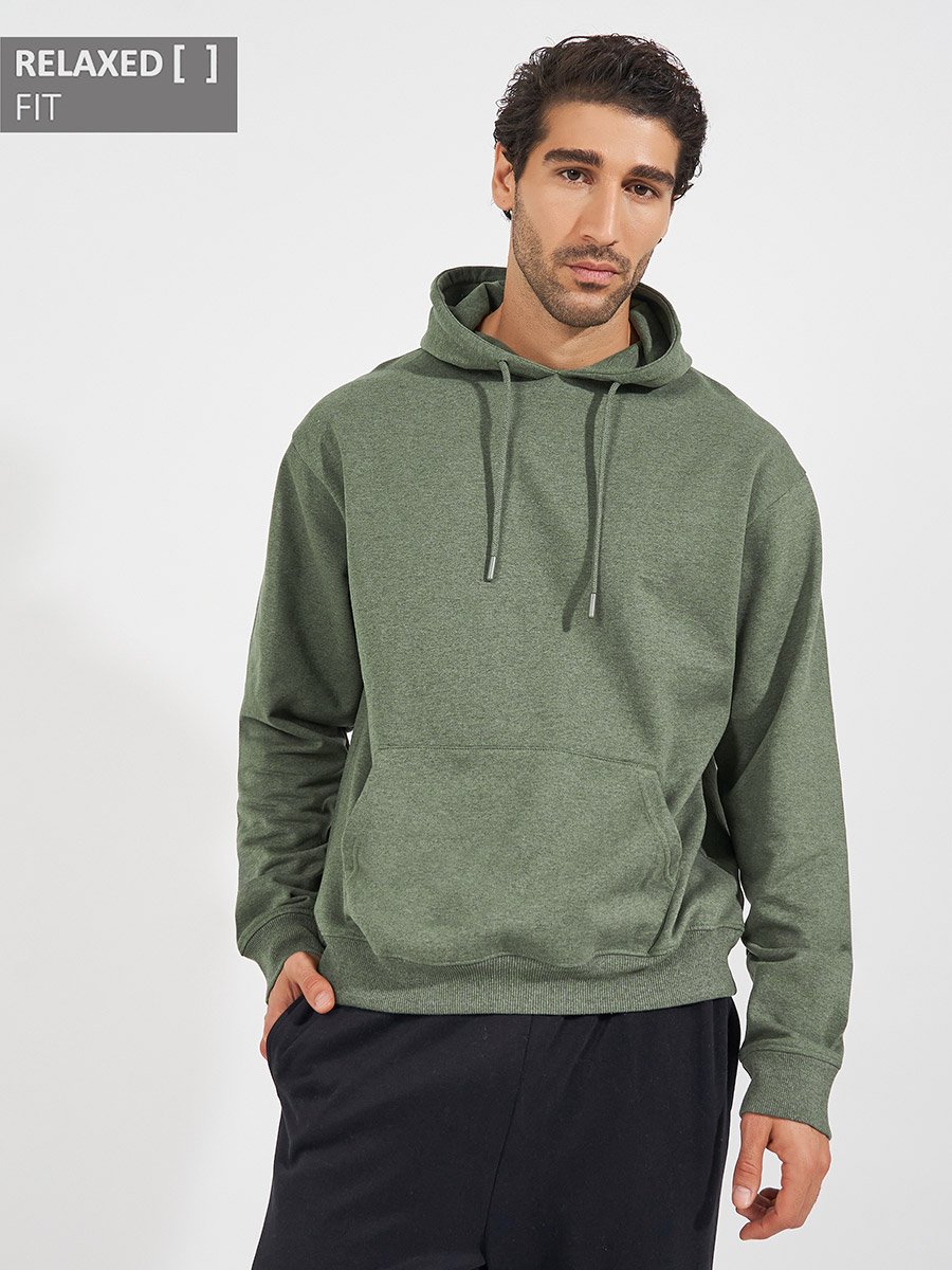 Relaxed Fit Fleece Hoodie with Kangaroo Pocket