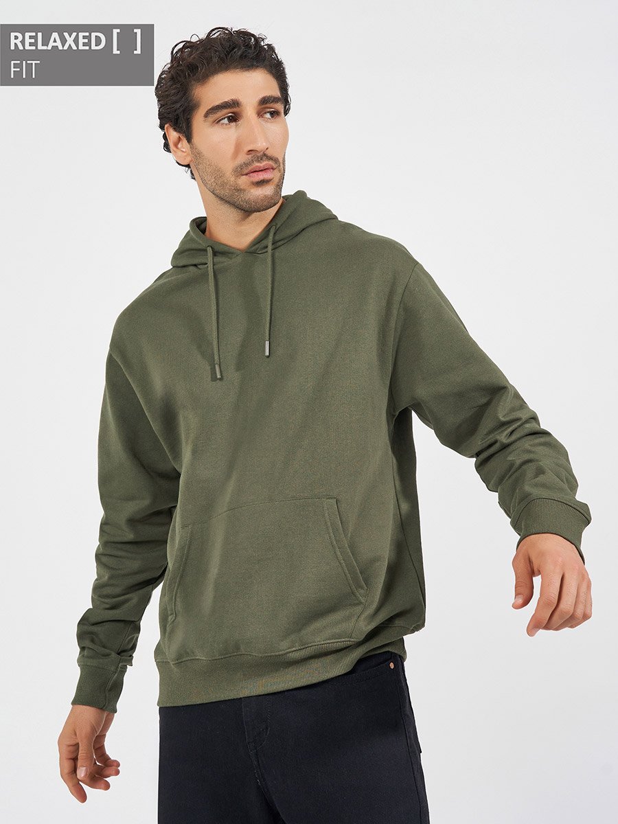 Relaxed Fit Fleece Hoodie with Kangaroo Pocket