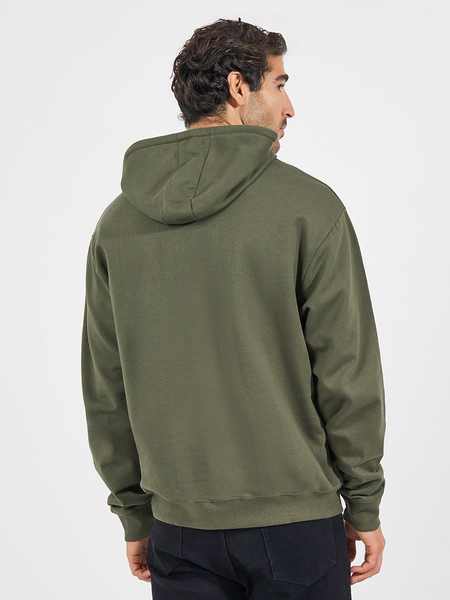 Relaxed Fit Fleece Hoodie with Kangaroo Pocket