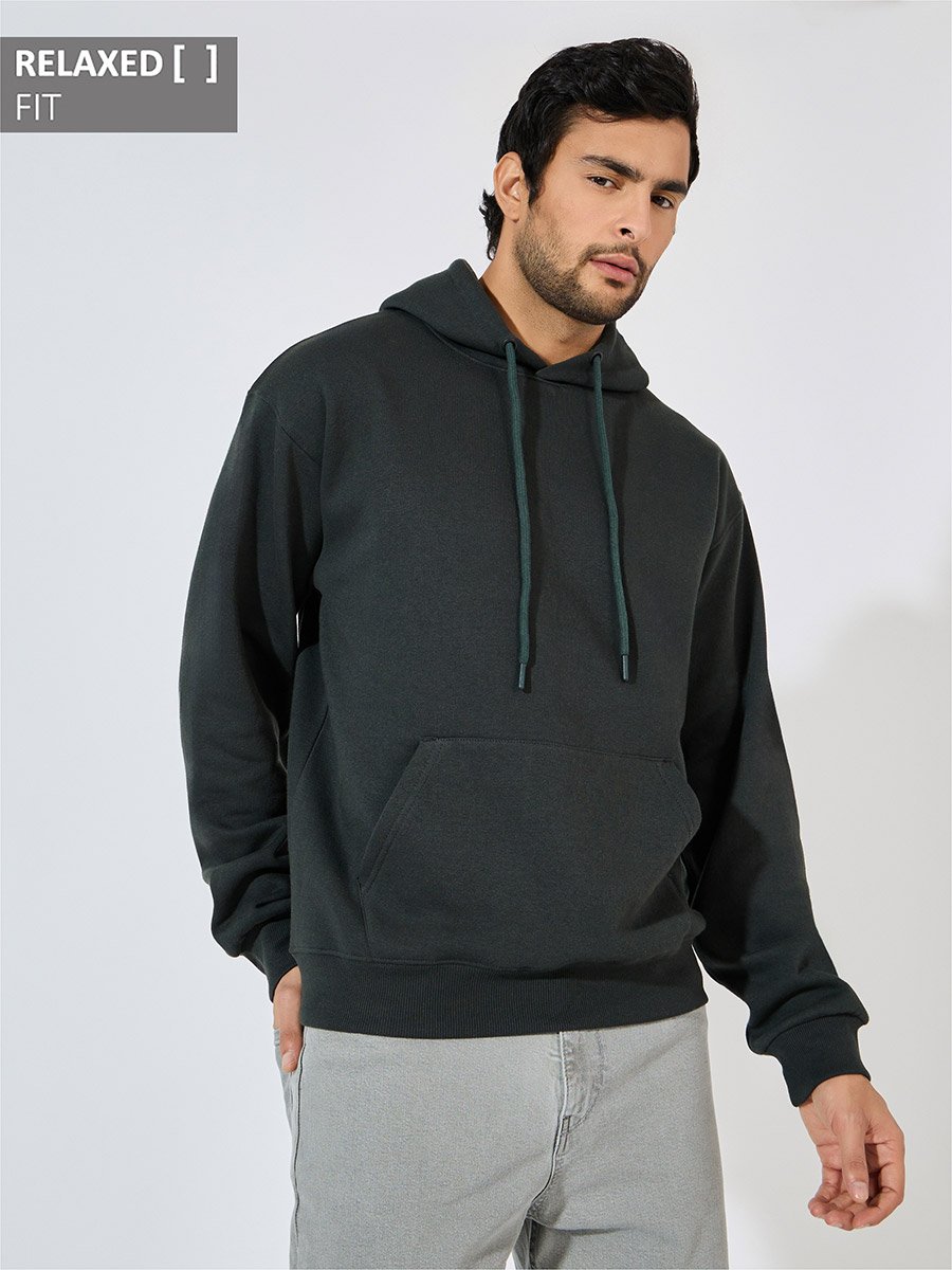 Relaxed Fit Fleece Hoodie with Kangaroo Pocket