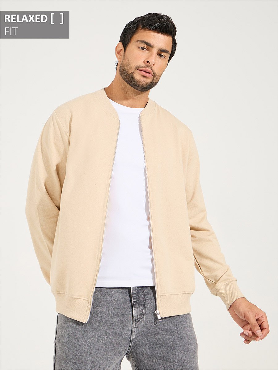 Zip Through Relaxed Bomber Jacket 