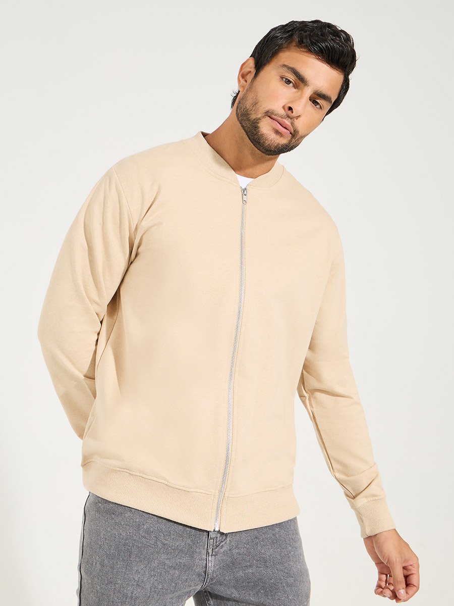 Zip Through Relaxed Bomber Jacket 