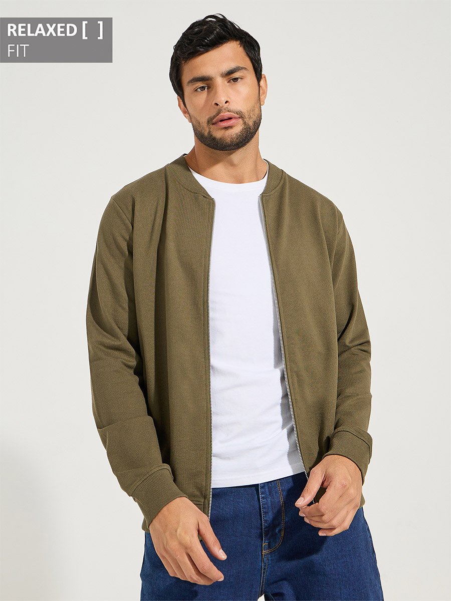 Zip Through Relaxed Bomber Jacket 