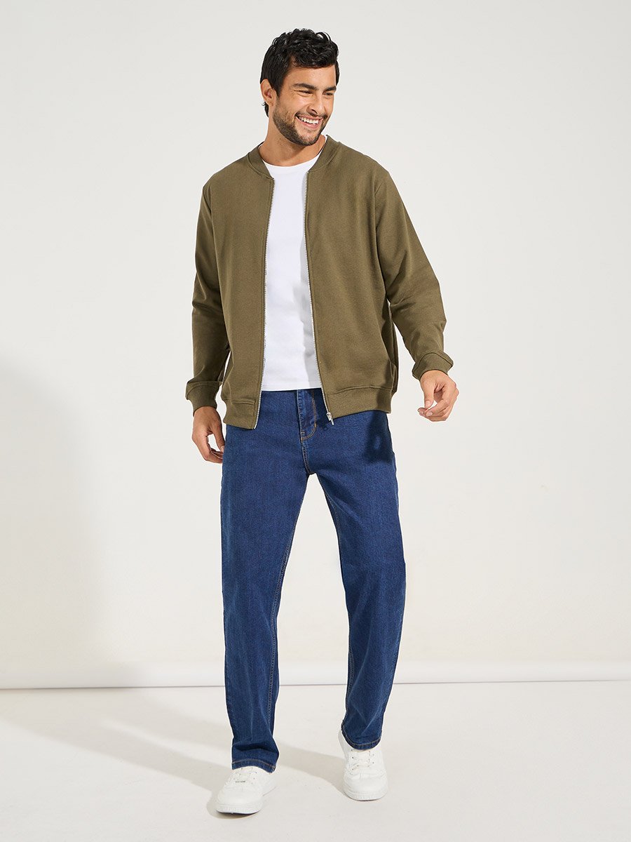 Zip Through Relaxed Bomber Jacket 