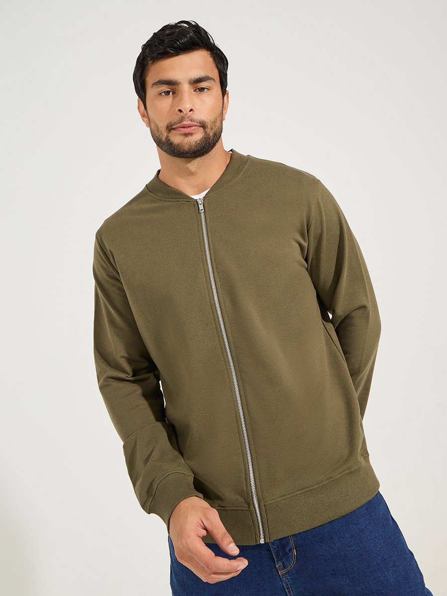 Zip Through Relaxed Bomber Jacket 