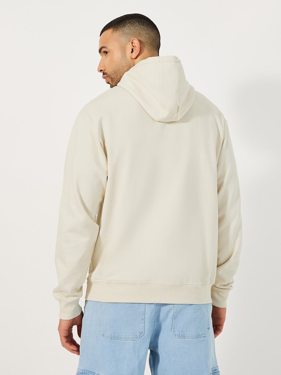 Minimal Puff Print Fleece Relaxed Fit Hoodie