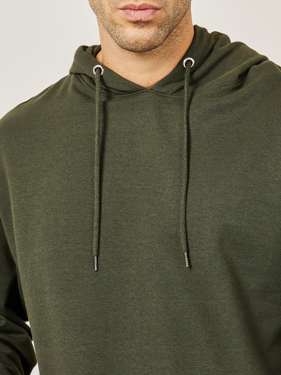 Minimal Puff Print Fleece Relaxed Fit Hoodie