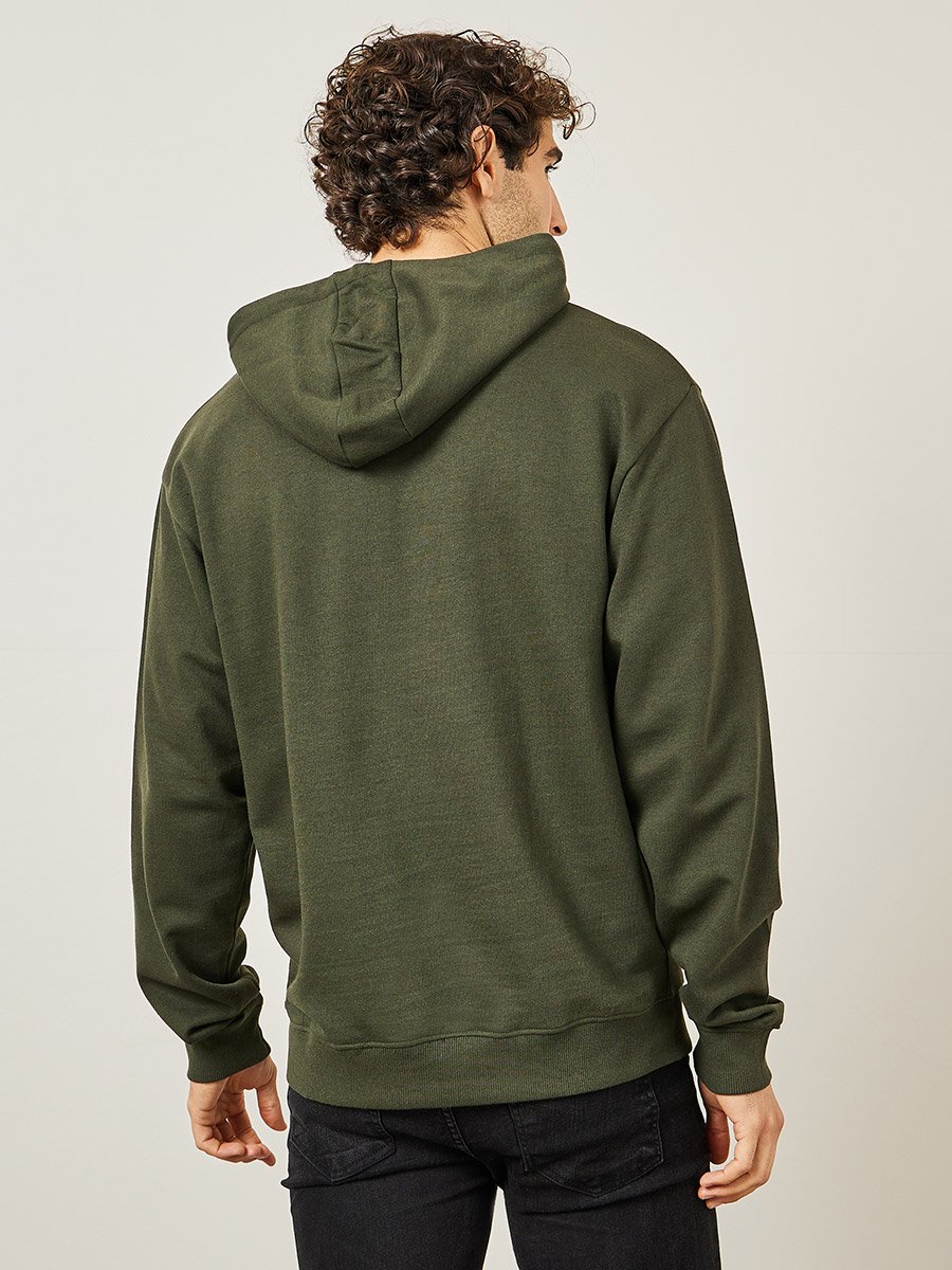 Minimal Puff Print Fleece Relaxed Fit Hoodie