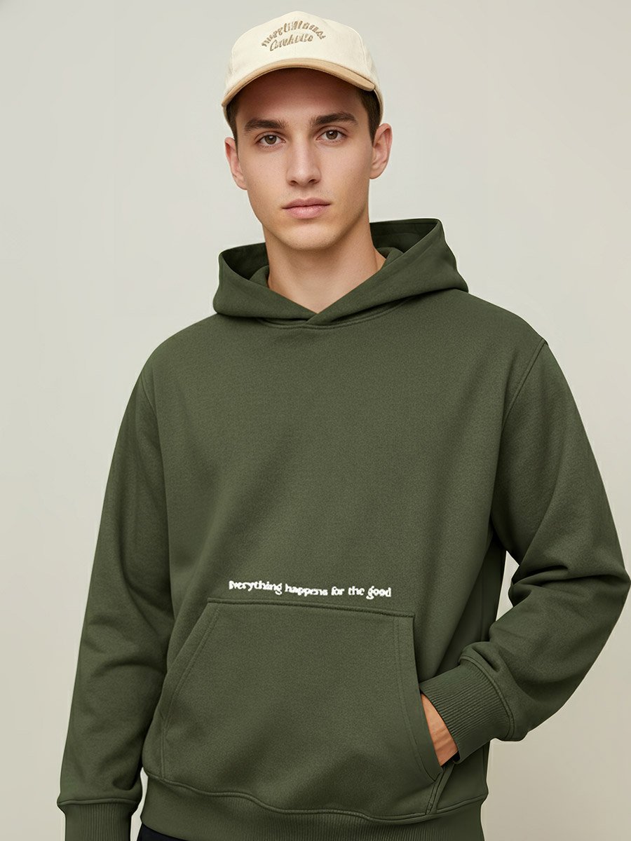 Minimal Puff Print Fleece Relaxed Fit Hoodie