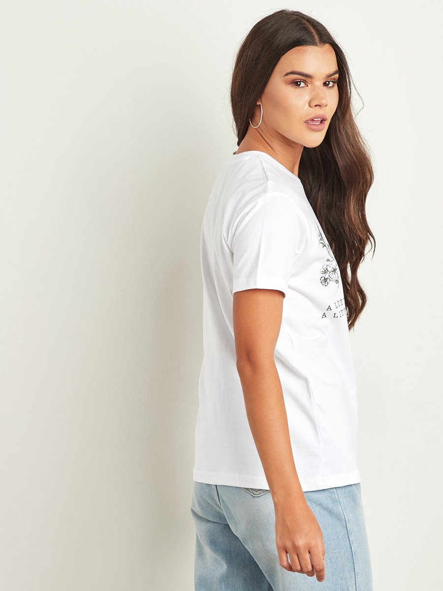 Regular Fit Little More Kindness Flower Print T-Shirt