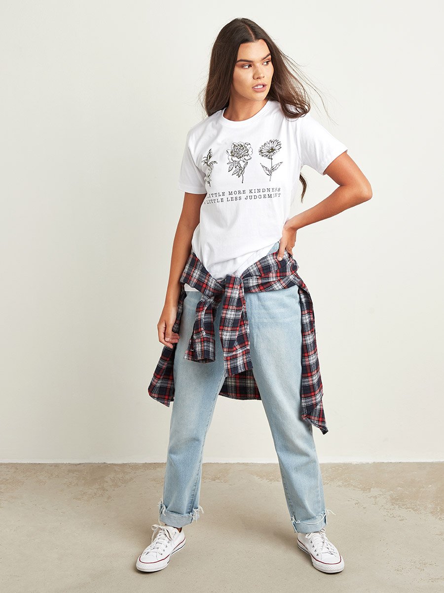 Regular Fit Little More Kindness Flower Print T-Shirt