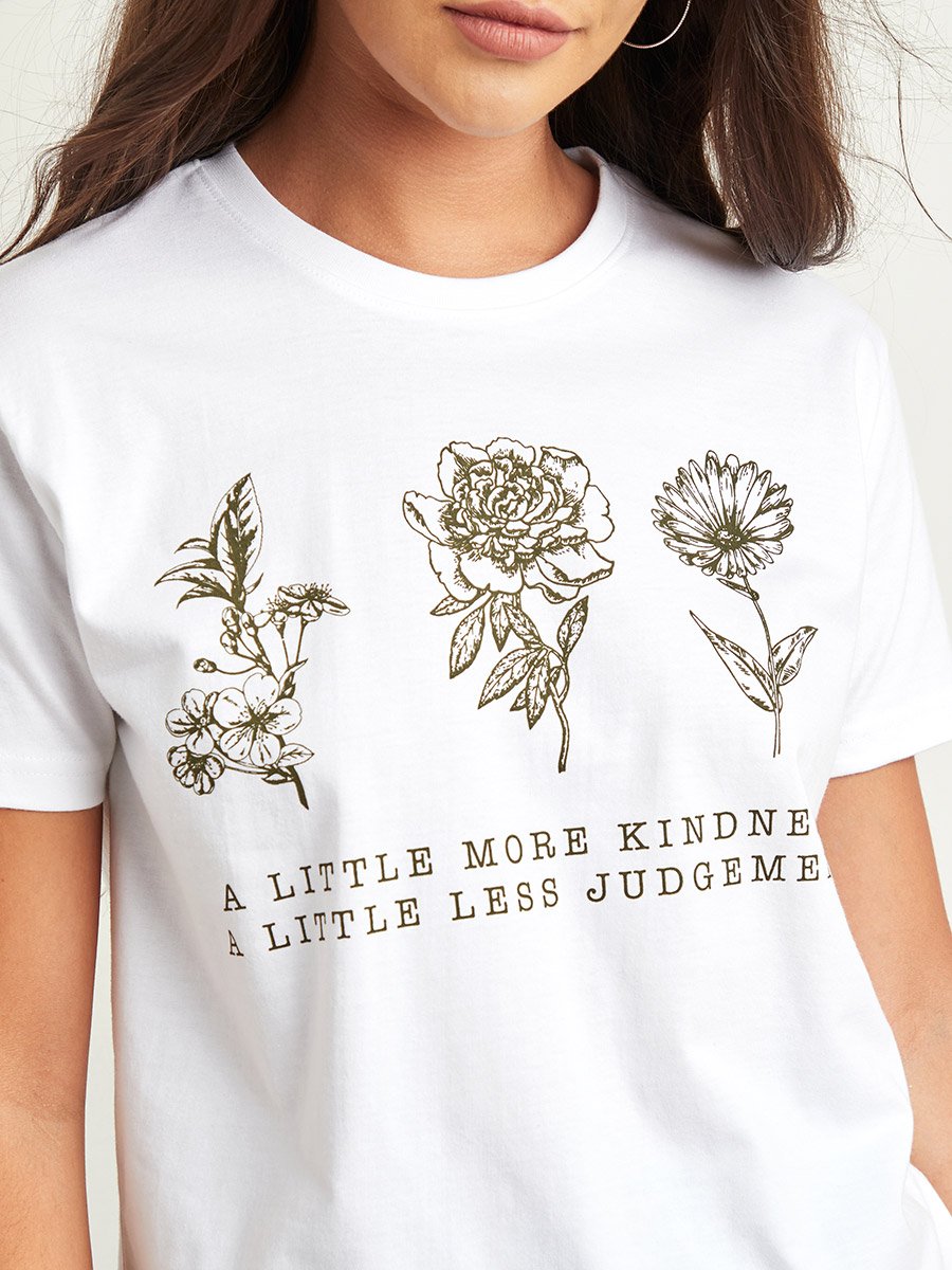 Regular Fit Little More Kindness Flower Print T-Shirt
