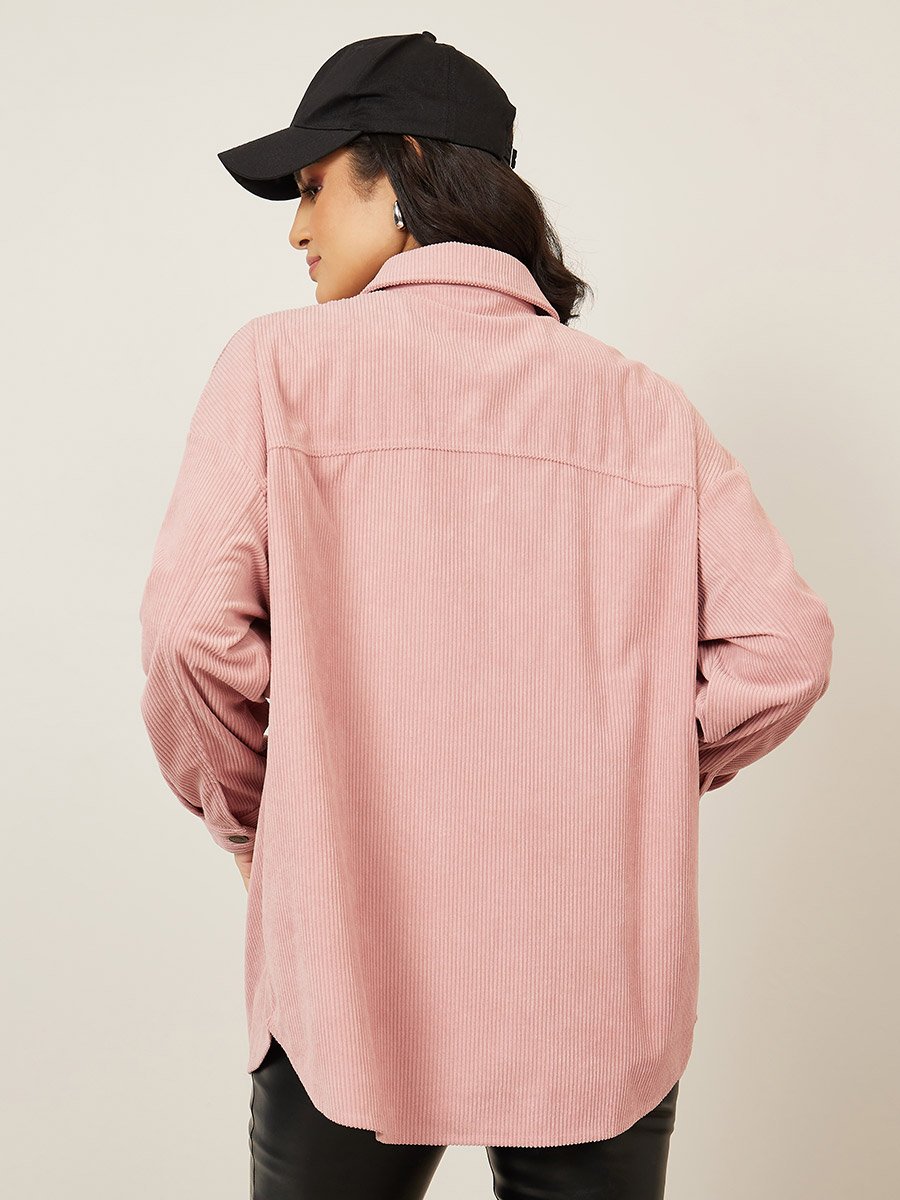 Oversized Longline Corduroy Shacket 