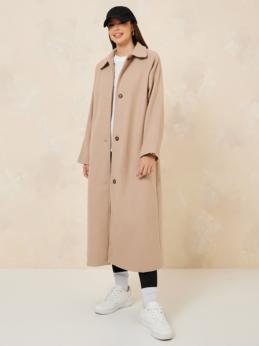 Brown Oversized Belted Midi Coat