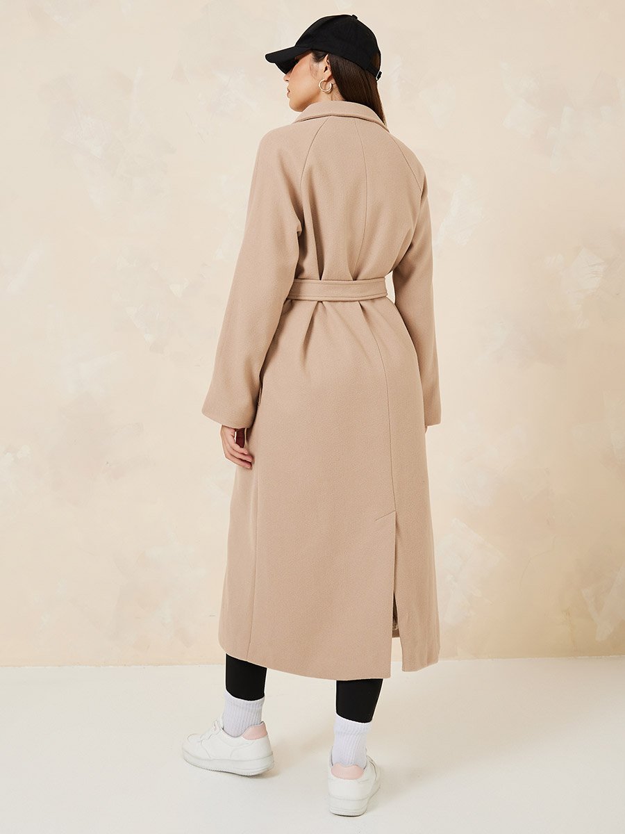 Brown Oversized Belted Midi Coat