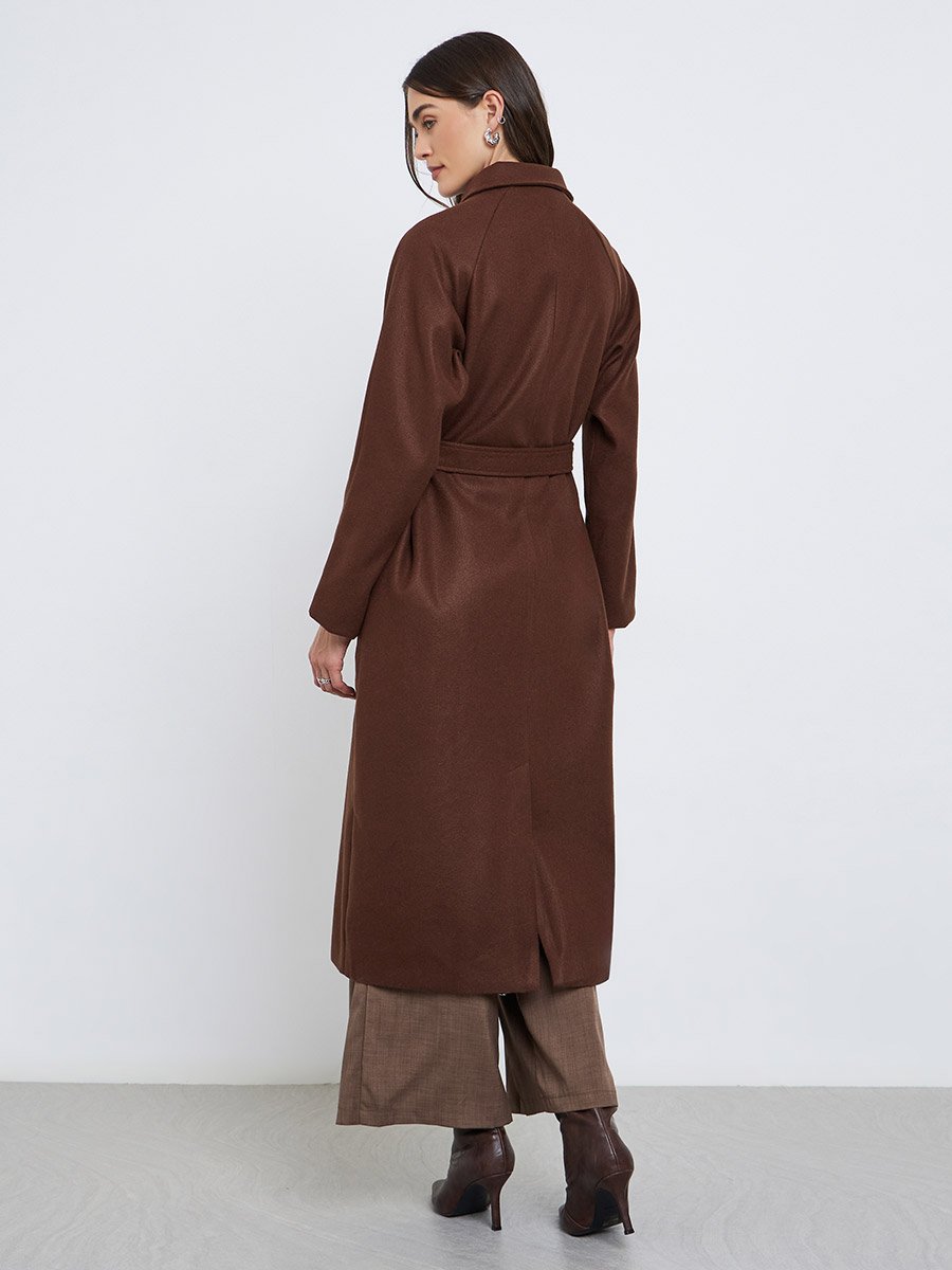 Coffee Brown Oversized Belted Midi Coat