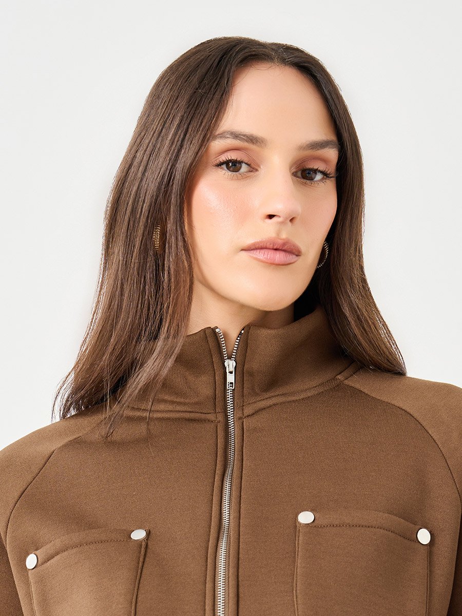 Regular Length Oversized High Neck Bomber Jacket