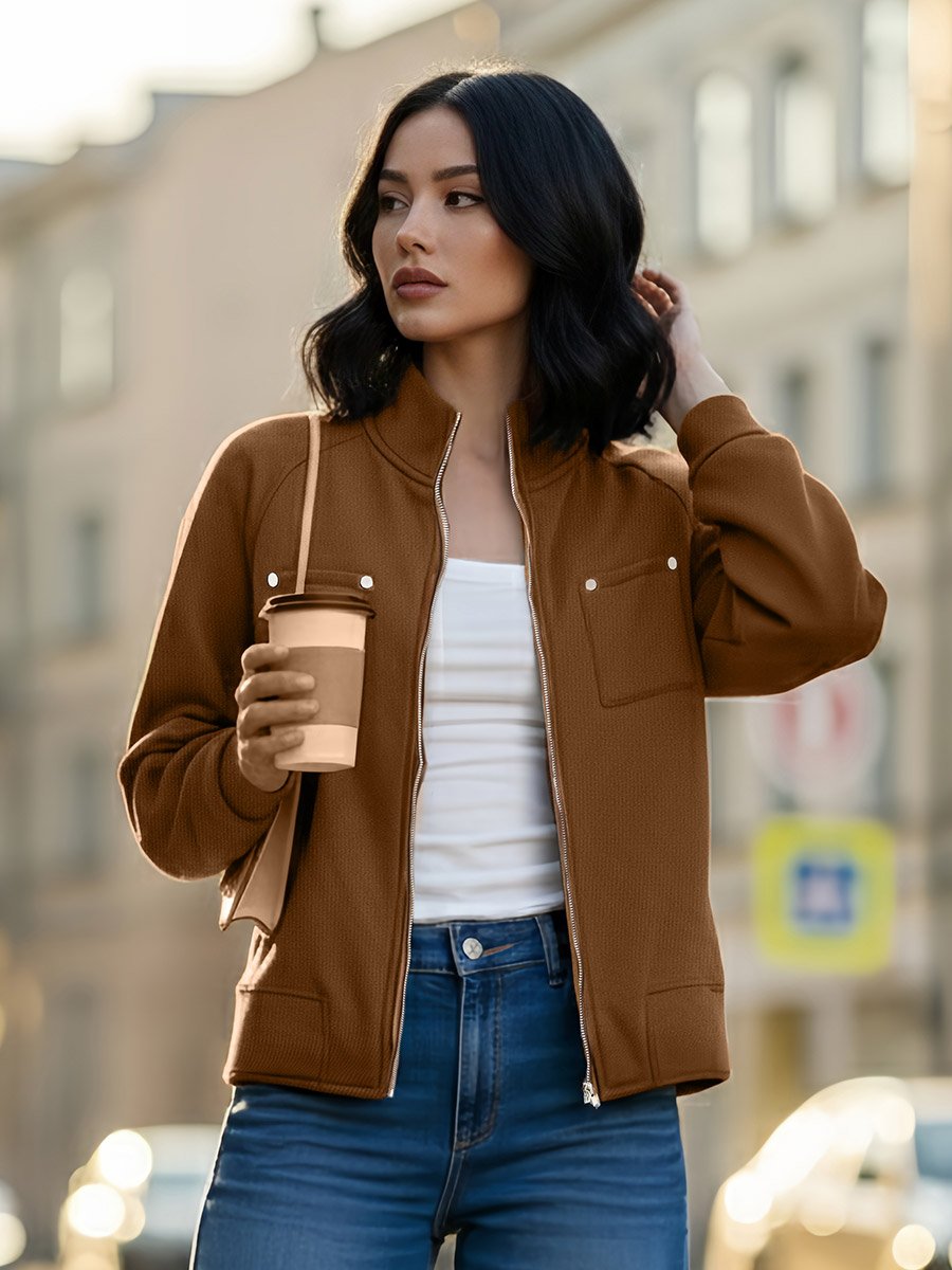 Regular Length Oversized High Neck Bomber Jacket