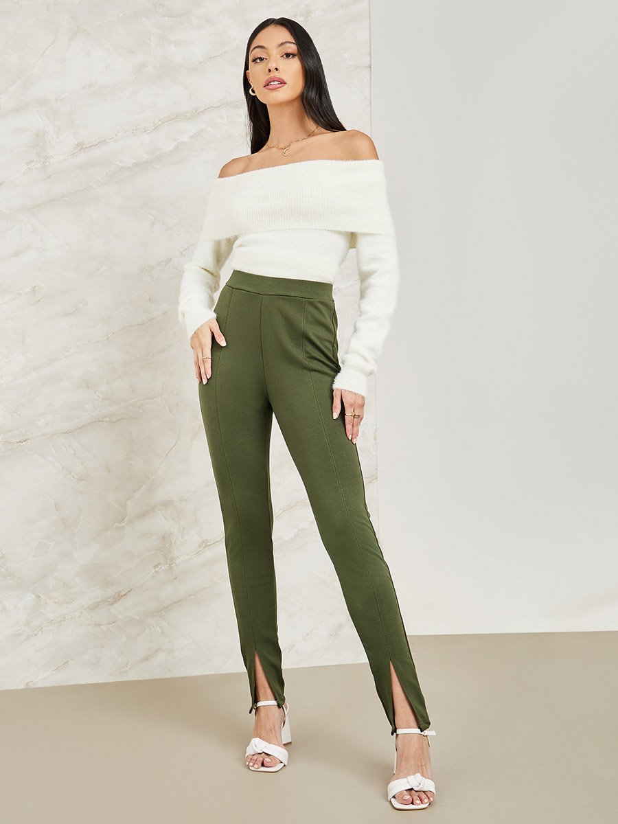 Regular Fit Fuzzy Yarn Off Shoulder Neck Sweater