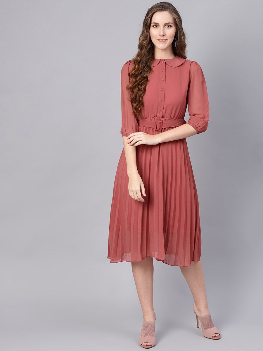 peter pan collar pleated dress Pleated Peter Pan Collar Dress