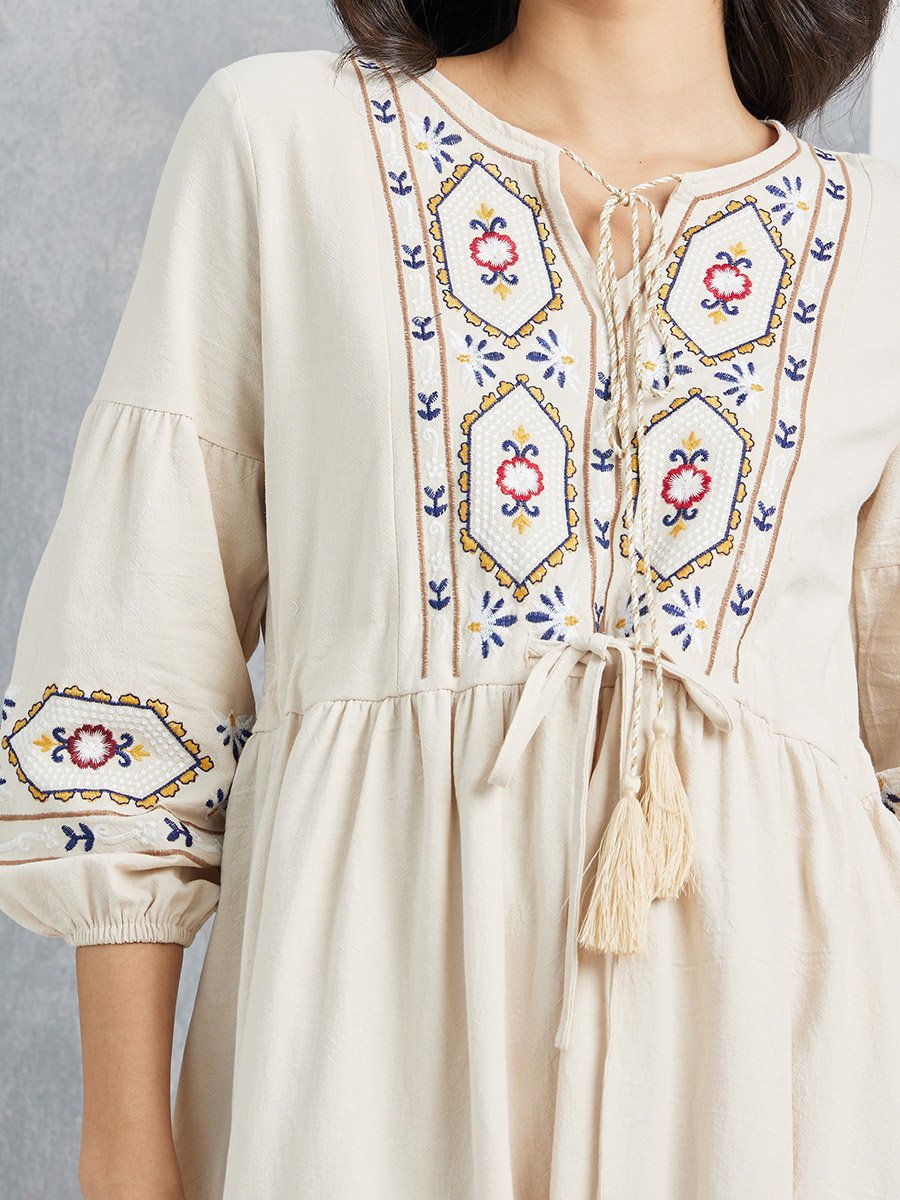 Embroidered Tassel Detail Maxi Dress For Women at Saudi | Styli Embroidered Tassel Detail Maxi Dress For Women at Saudi | Styli