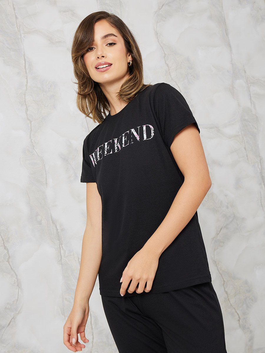 Weekend Floral Print T-Shirt and Pyjama Set