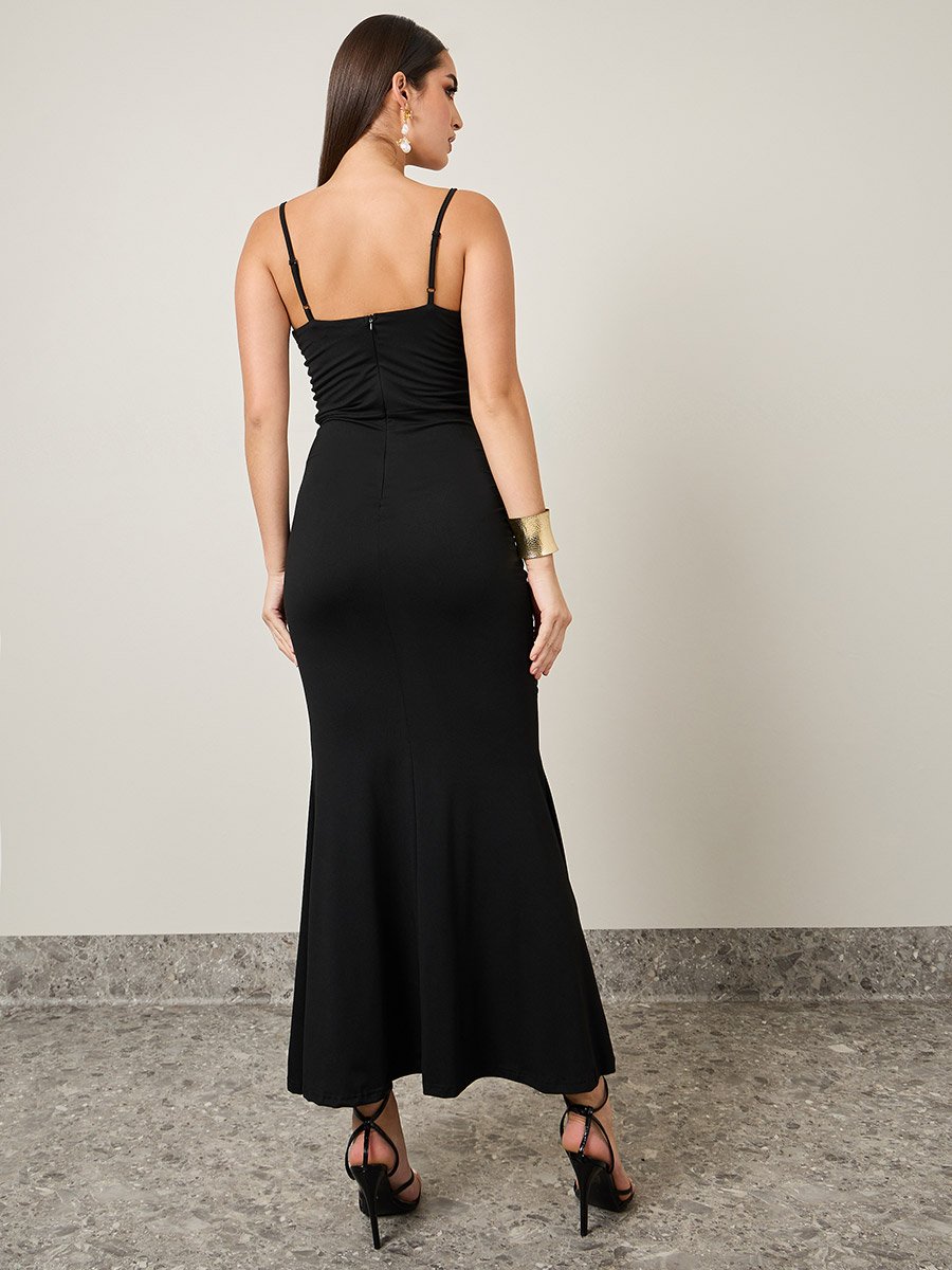 strappy square neck bodycon dress Black Thick Strap Square Neck Bodycon Dress