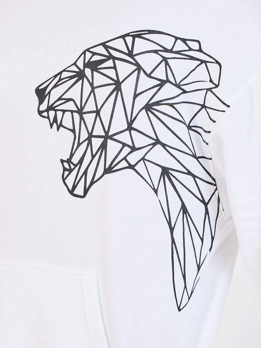 Tiger Placement Print Fleece Oversized Hoodie